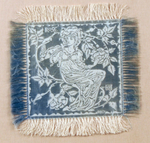 female figure with roses on blue ground