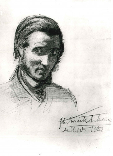 Pencil portrait of the head of a young man