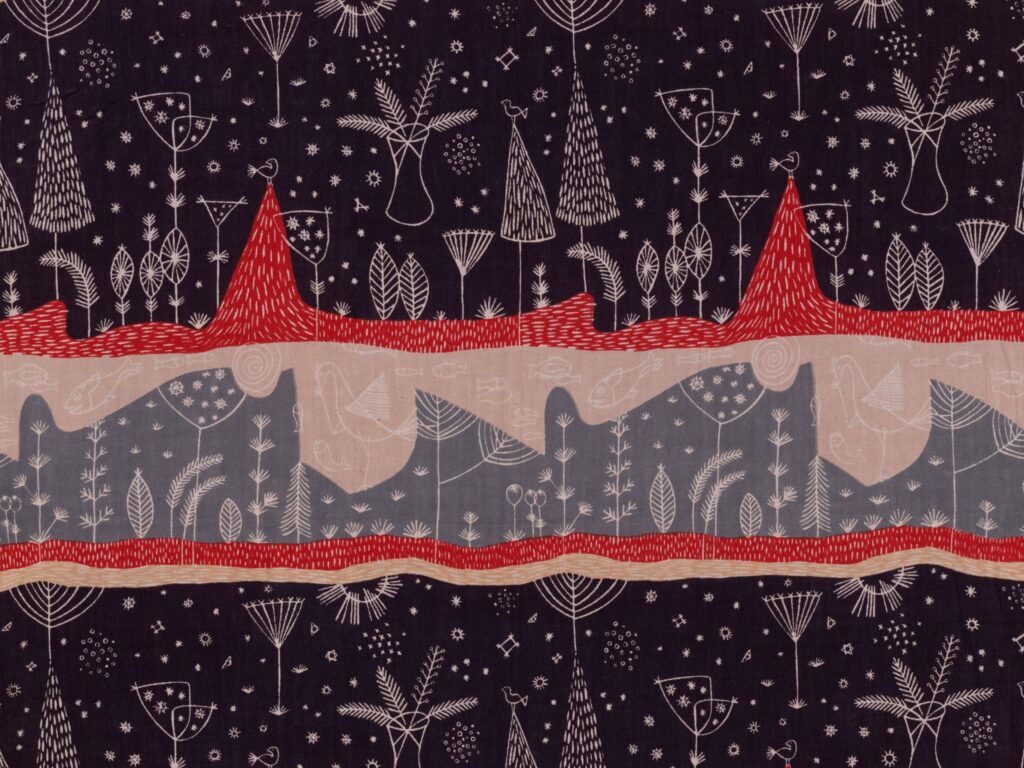 Dark Garden, printed linen, design by Hilda Durkin for Liberty, 1953